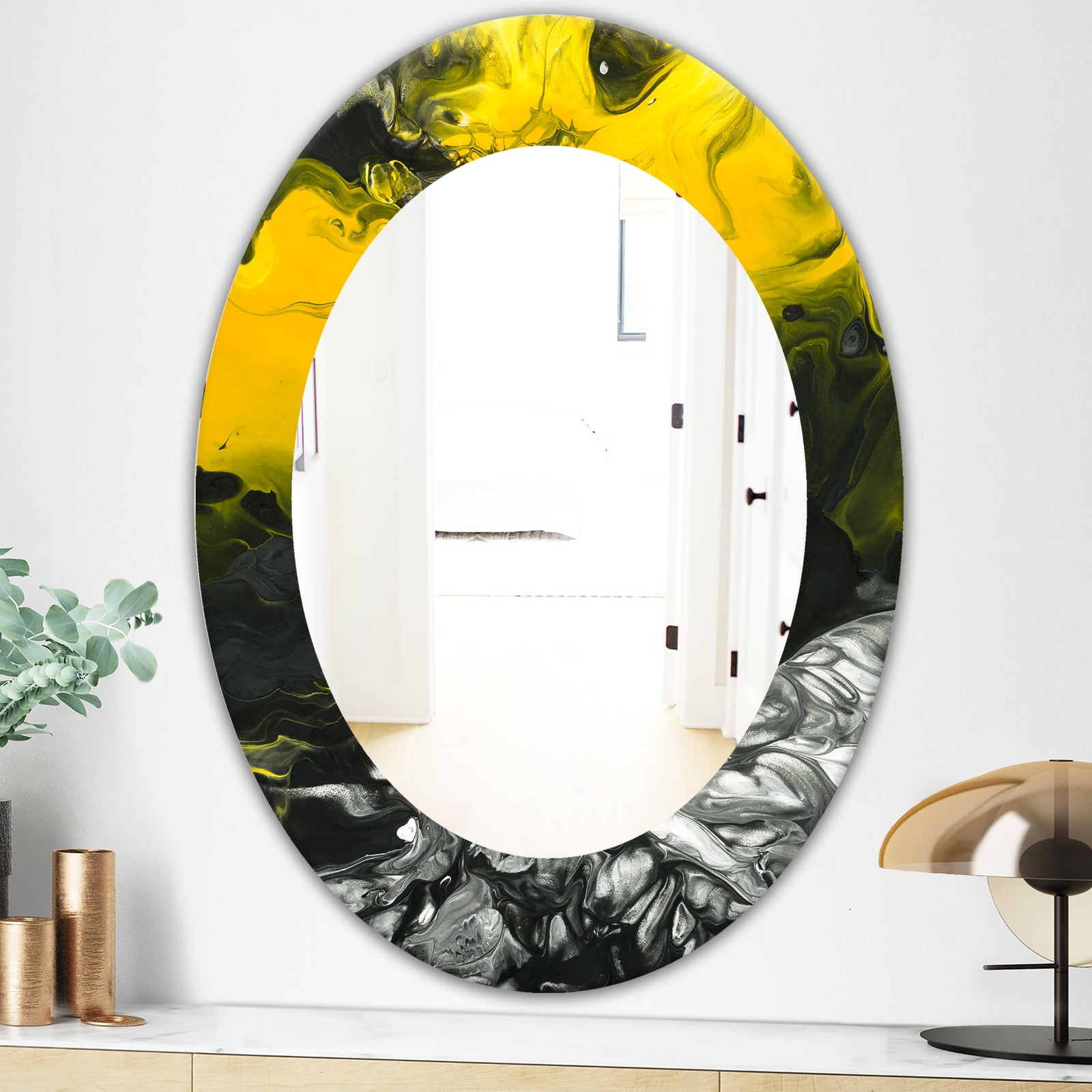 Marbled Yellow 4 - Modern Mirror - Oval or Round Wall Mirror