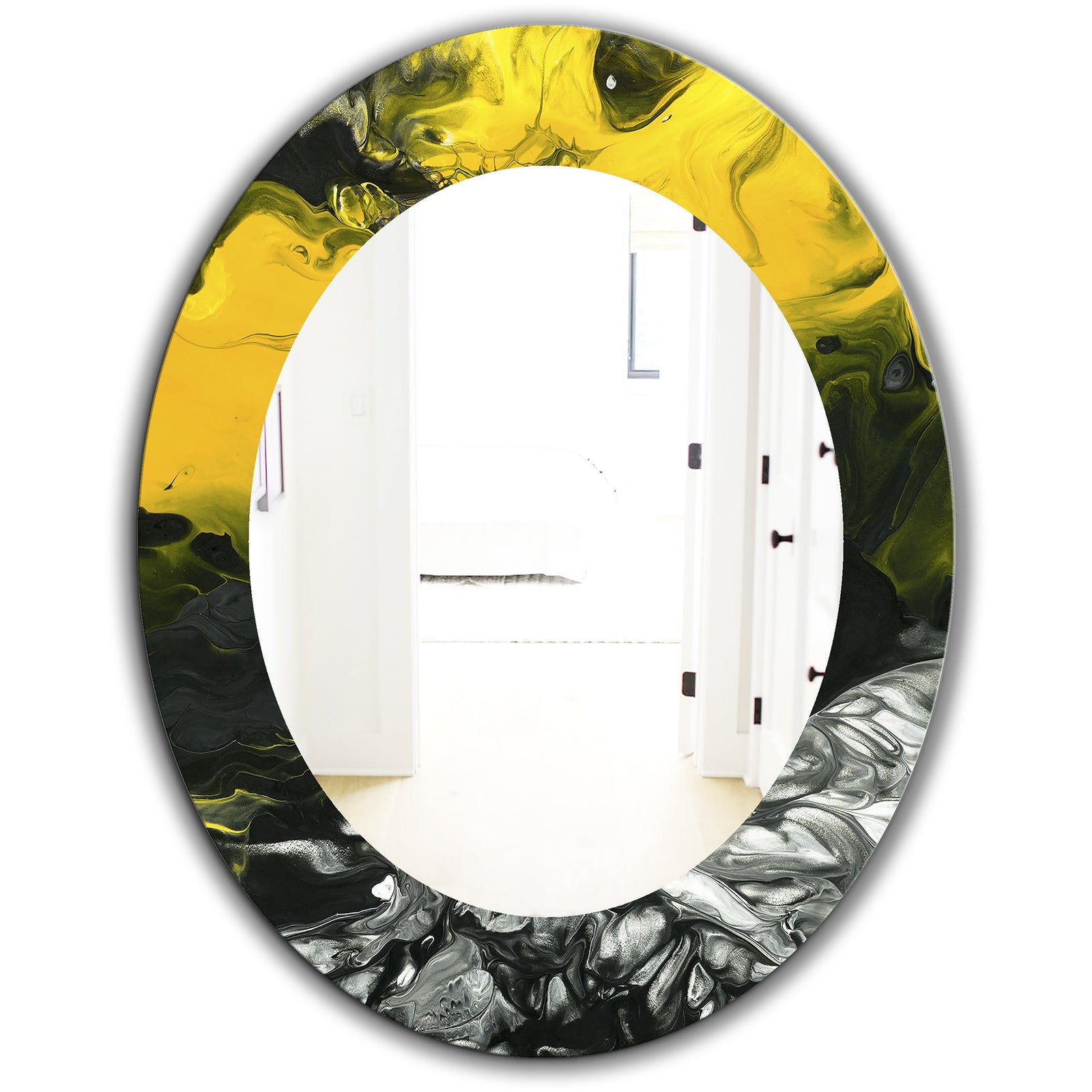 Marbled Yellow 4 - Modern Mirror - Oval or Round Wall Mirror