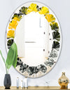 Marbled Yellow 4 - Modern Round or Oval Wall Mirror - Leaves