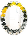 Marbled Yellow 4 - Modern Round or Oval Wall Mirror - Leaves