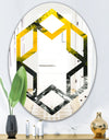 Marbled Yellow 4 - Modern Round or Oval Wall Mirror - Hexagon Star