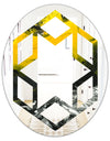 Marbled Yellow 4 - Modern Round or Oval Wall Mirror - Hexagon Star