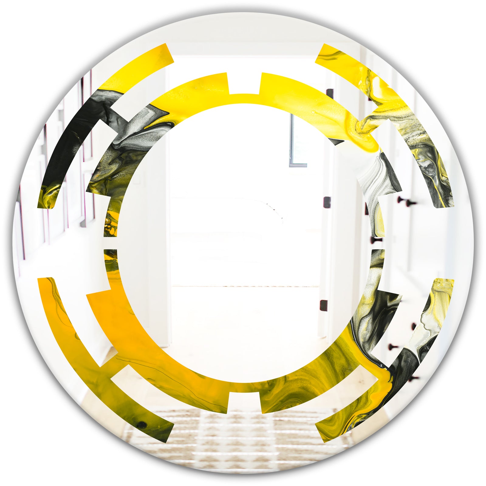 Marbled Yellow 5 - Modern Round or Oval Wall Mirror - Space