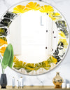 Marbled Yellow 5 - Modern Round or Oval Wall Mirror - Leaves