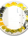 Marbled Yellow 5 - Modern Round or Oval Wall Mirror - Leaves