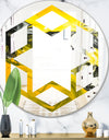 Marbled Yellow 5 - Modern Round or Oval Wall Mirror - Hexagon Star