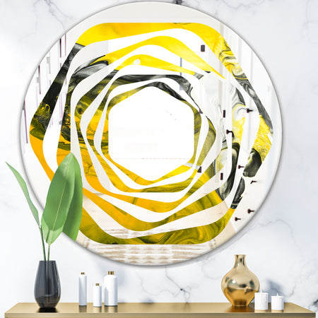 Marbled Yellow 5 - Modern Round or Oval Wall Mirror - Whirl