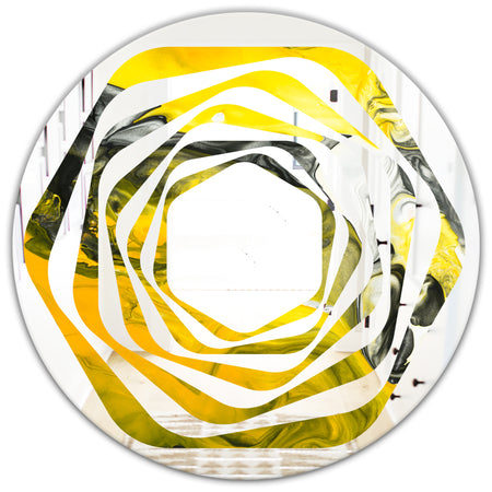 Marbled Yellow 5 - Modern Round or Oval Wall Mirror - Whirl