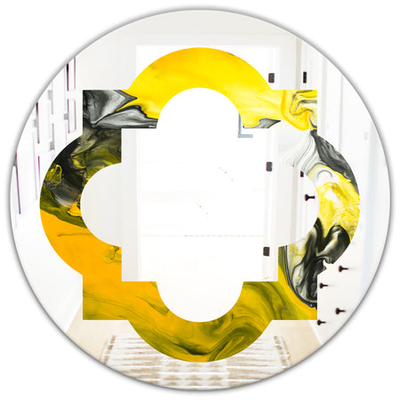Marbled Yellow 5 - Modern Round or Oval Wall Mirror - Quatrefoil