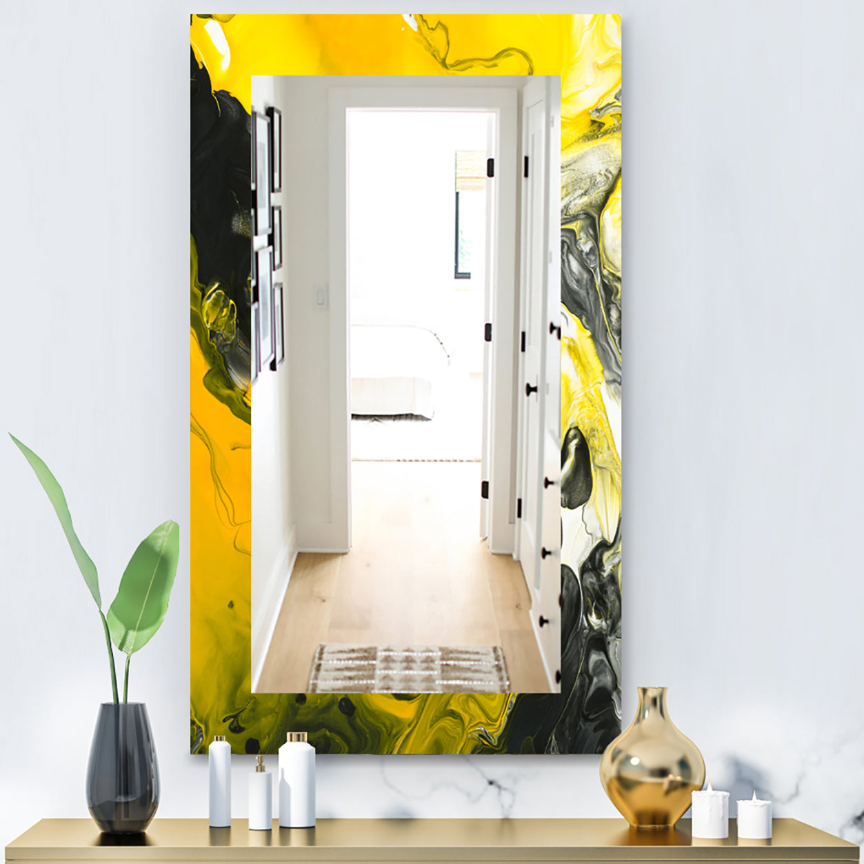Marbled Yellow 5 - Modern Mirror - Wall Mirror
