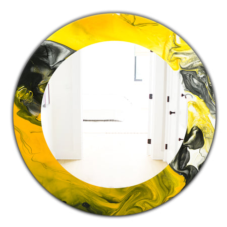 Marbled Yellow 5 - Modern Mirror - Oval or Round Wall Mirror