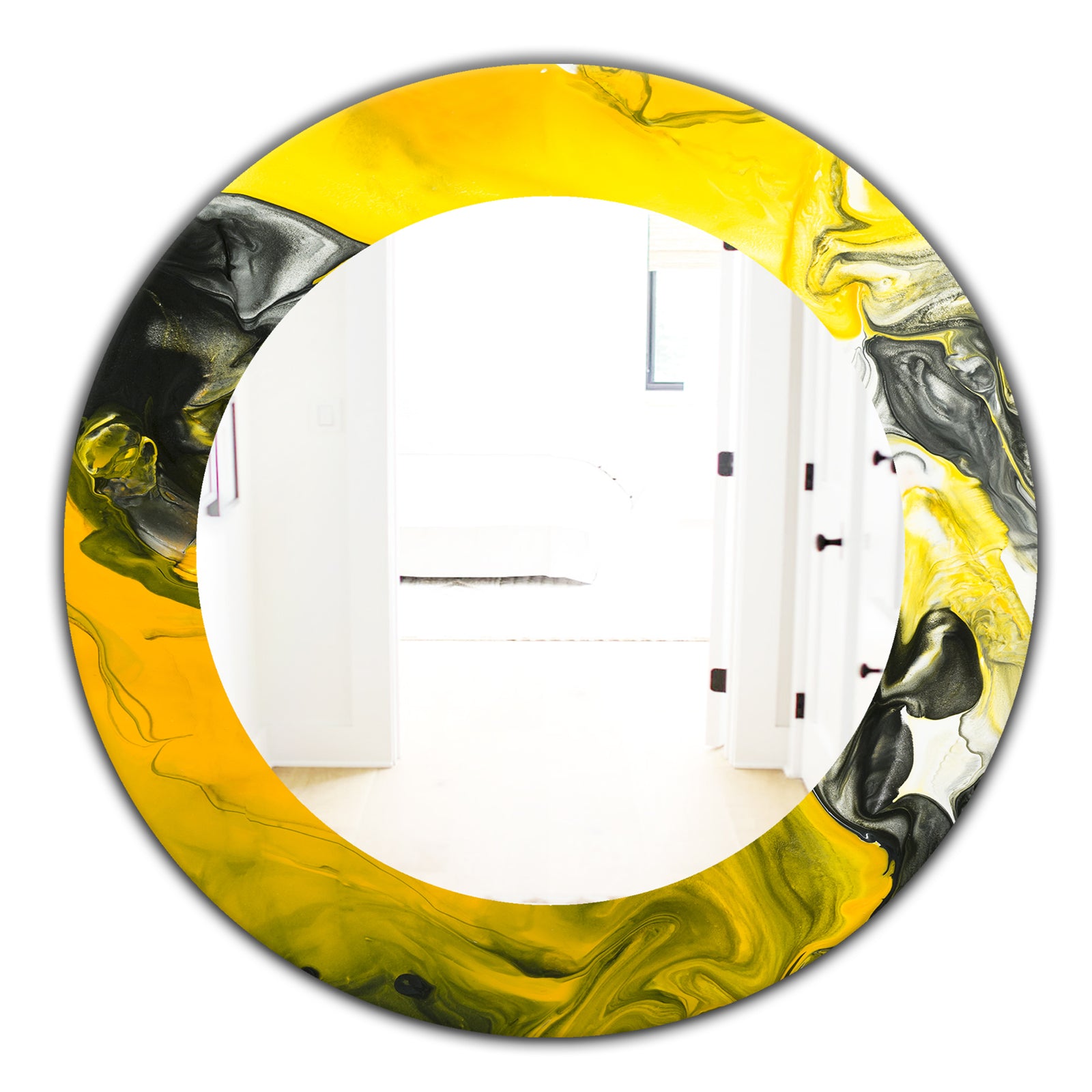 Marbled Yellow 5 - Modern Mirror - Oval or Round Wall Mirror