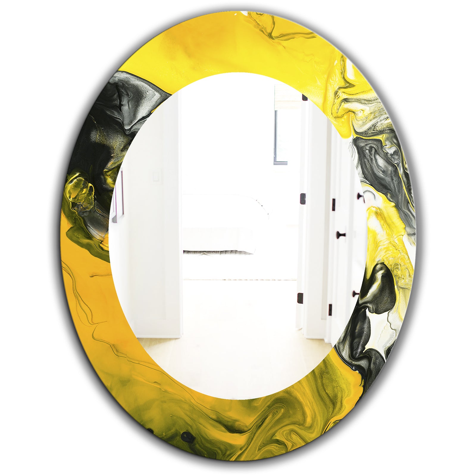 Marbled Yellow 5 - Modern Mirror - Oval or Round Wall Mirror