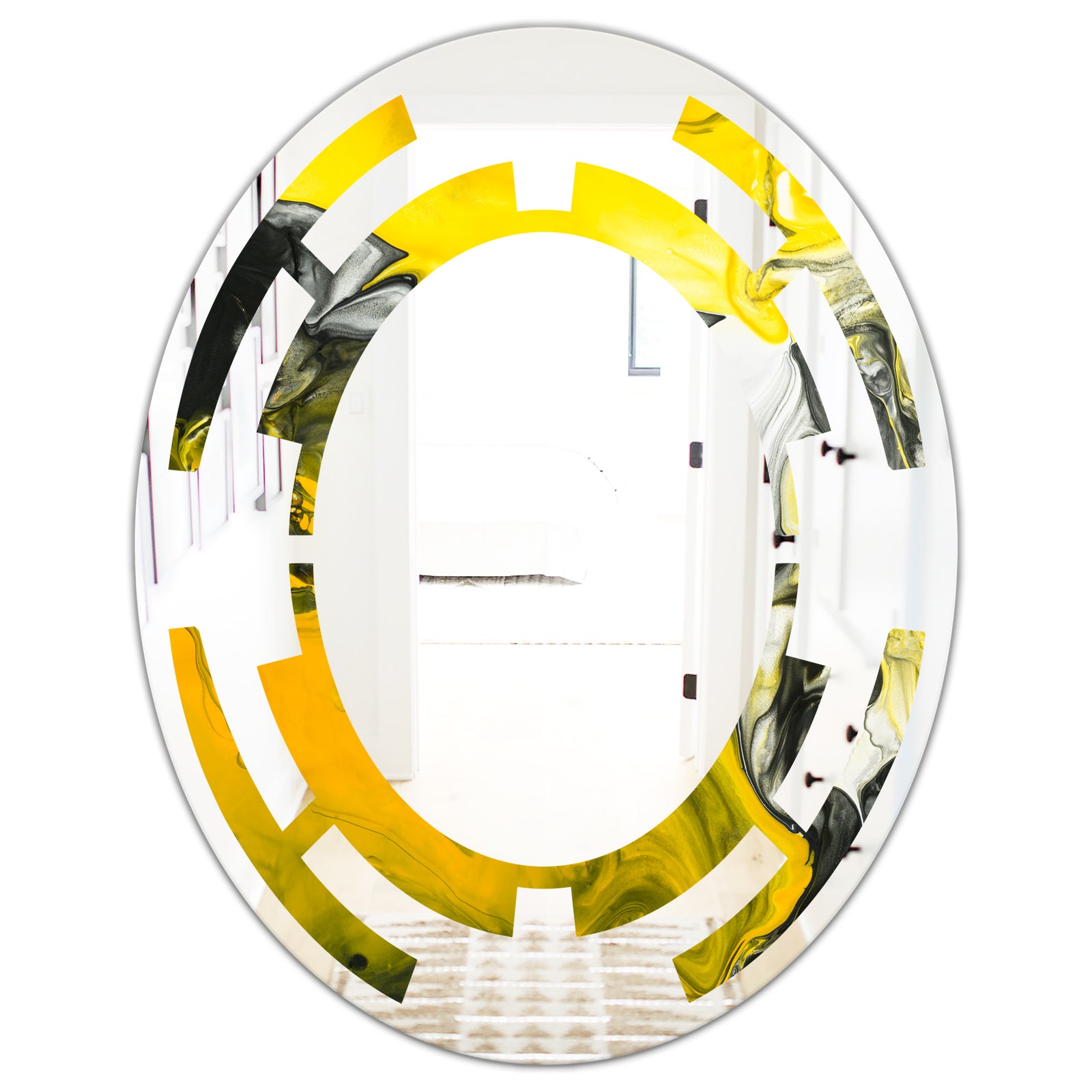 Marbled Yellow 5 - Modern Round or Oval Wall Mirror - Space