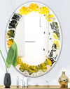 Marbled Yellow 5 - Modern Round or Oval Wall Mirror - Leaves