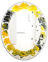 Marbled Yellow 5 - Modern Round or Oval Wall Mirror - Leaves
