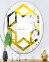 Marbled Yellow 5 - Modern Round or Oval Wall Mirror - Hexagon Star