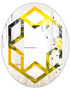 Marbled Yellow 5 - Modern Round or Oval Wall Mirror - Hexagon Star