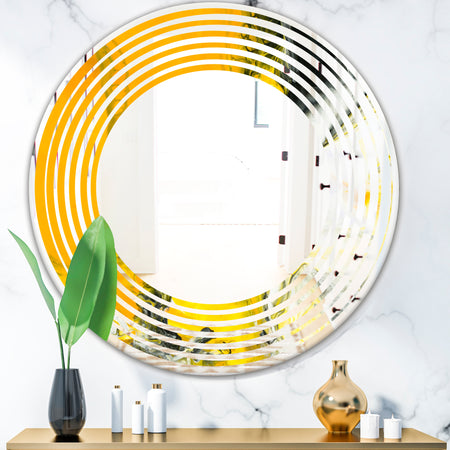 Marbled Yellow 6 - Modern Round or Oval Wall Mirror - Wave