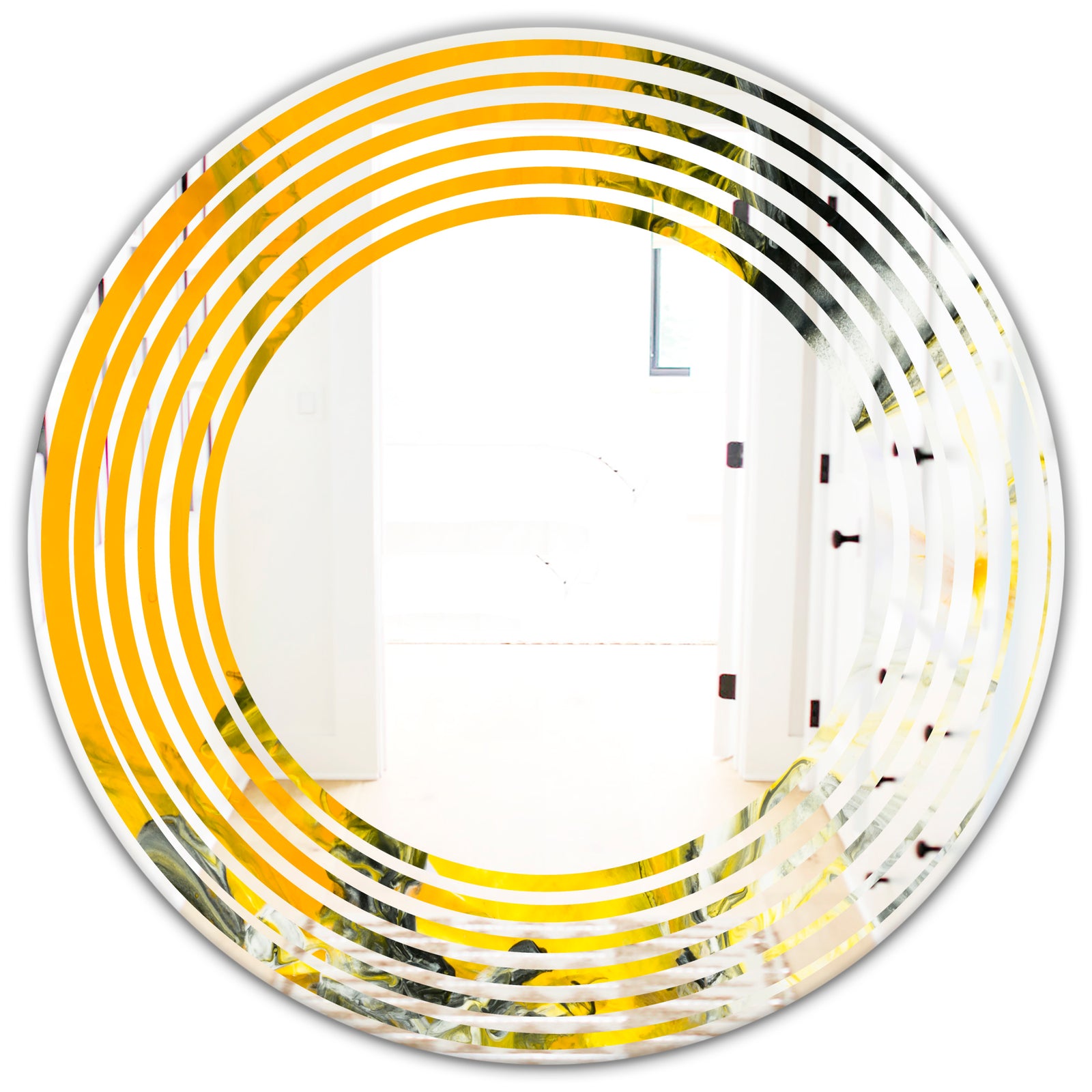Marbled Yellow 6 - Modern Round or Oval Wall Mirror - Wave