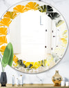 Marbled Yellow 6 - Modern Round or Oval Wall Mirror - Leaves