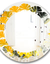 Marbled Yellow 6 - Modern Round or Oval Wall Mirror - Leaves
