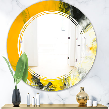 Marbled Yellow 6 - Modern Round or Oval Wall Mirror - Triple C