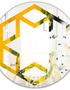 Marbled Yellow 6 - Modern Round or Oval Wall Mirror - Hexagon Star
