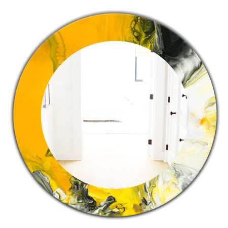 Marbled Yellow 6 - Modern Mirror - Oval or Round Wall Mirror