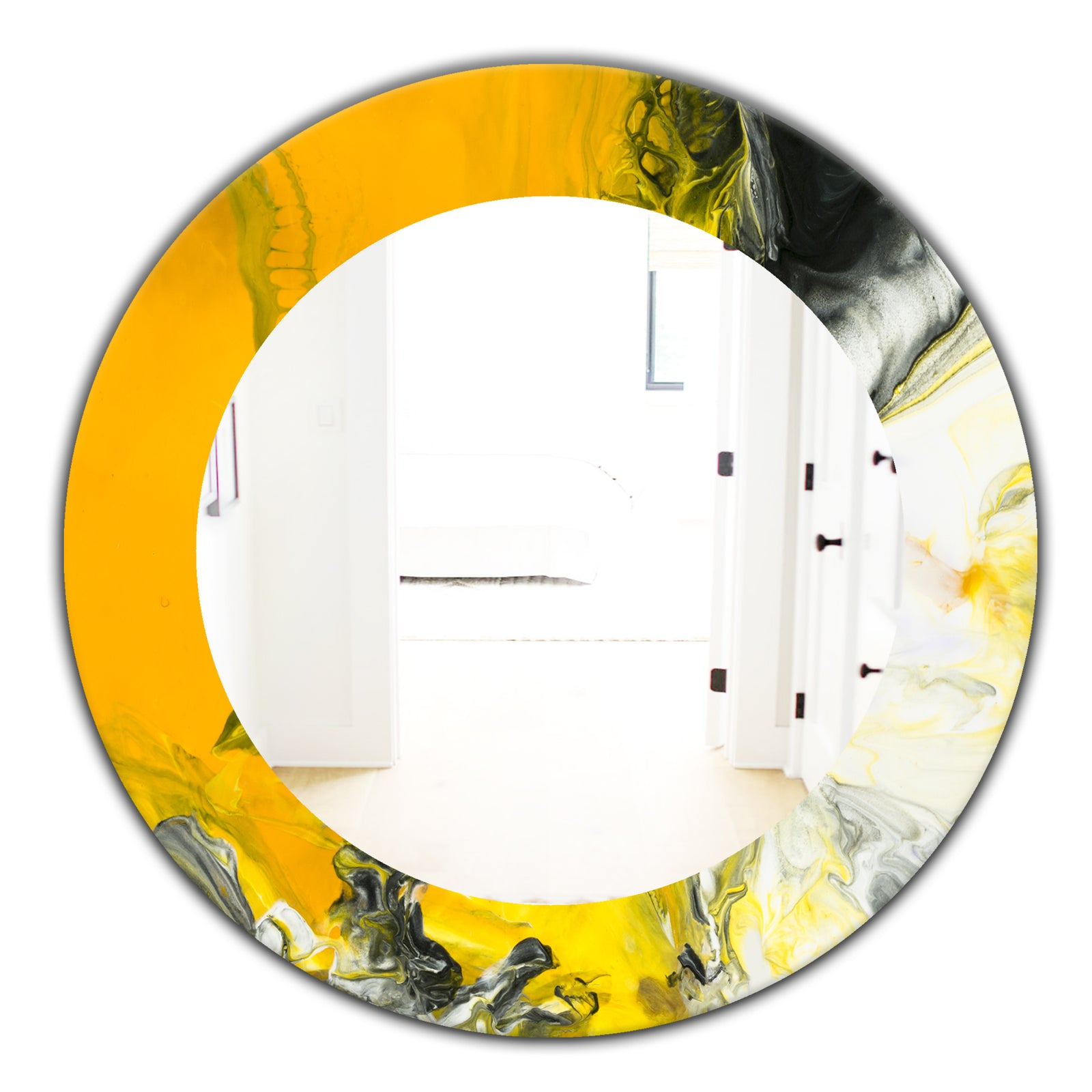 Marbled Yellow 6 - Modern Mirror - Oval or Round Wall Mirror