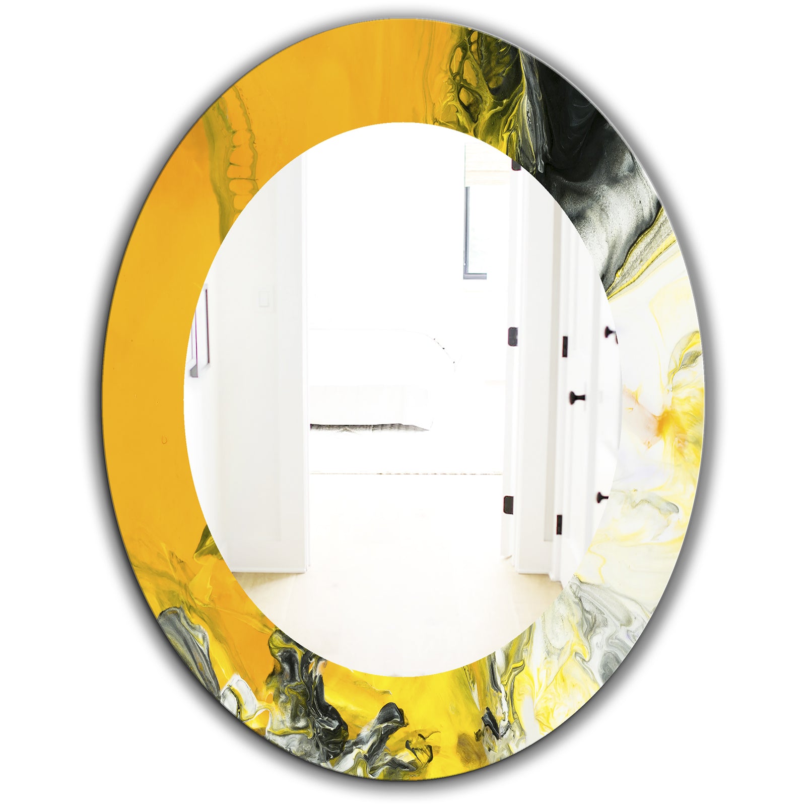 Marbled Yellow 6 - Modern Mirror - Oval or Round Wall Mirror