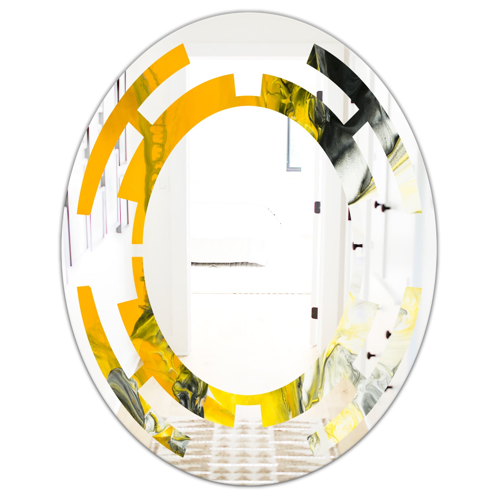 Marbled Yellow 6 - Modern Round or Oval Wall Mirror - Space