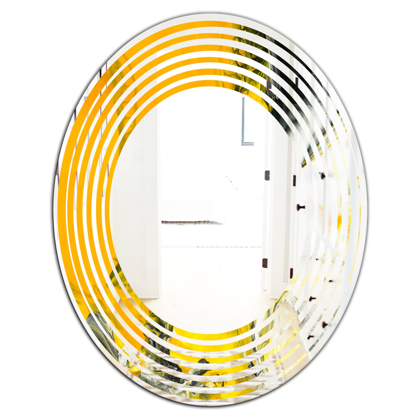 Marbled Yellow 6 - Modern Round or Oval Wall Mirror - Wave