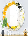 Marbled Yellow 6 - Modern Round or Oval Wall Mirror - Leaves