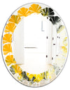 Marbled Yellow 6 - Modern Round or Oval Wall Mirror - Leaves