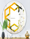 Marbled Yellow 6 - Modern Round or Oval Wall Mirror - Hexagon Star