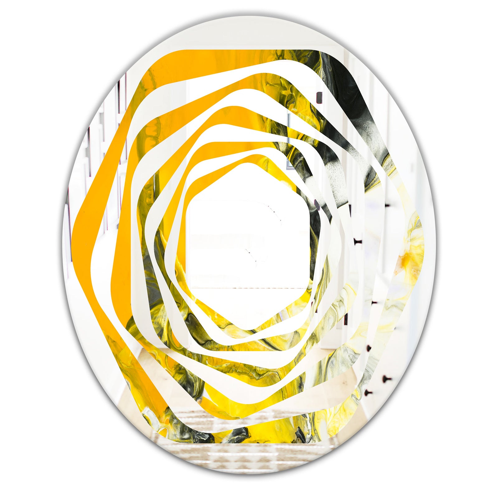 Marbled Yellow 6 - Modern Round or Oval Wall Mirror - Whirl