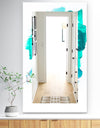 Turquoise Paint Strokes On White - Traditional Mirror - Frameless Wall Mirror