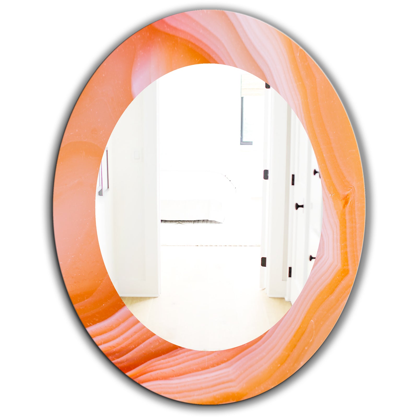 Marbled Geode 10 - Mid-Century Modern Mirror - Frameless Oval or Round Bathroom Mirror