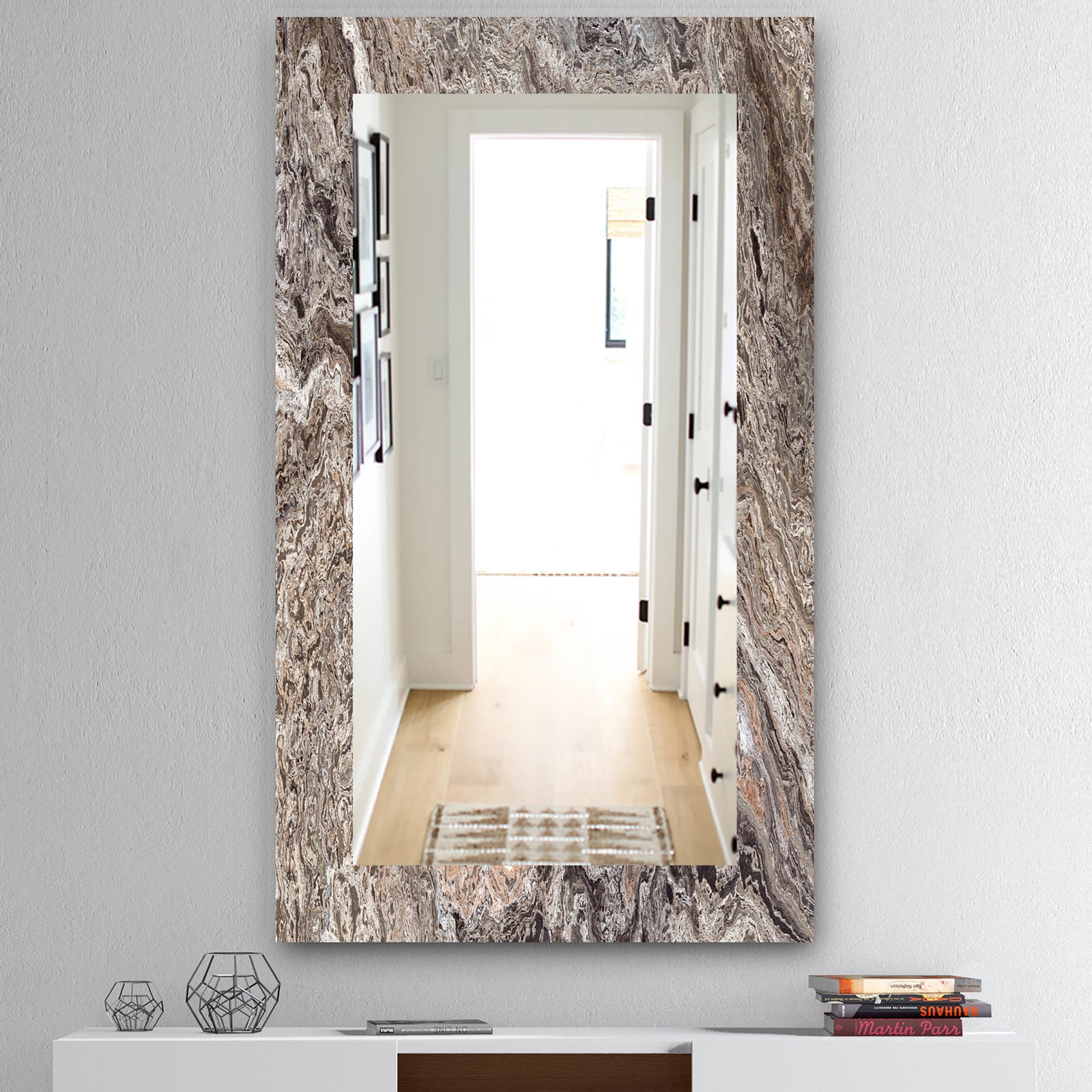 Onyx Travertine Tile - Mid-Century Mirror - Vanity Mirror