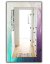 Cyan Blue and Pink Water In Ink Composition - Mid-Century Mirror - Frameless Wall Mirror
