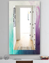 Cyan Blue and Pink Water In Ink Composition - Mid-Century Mirror - Frameless Wall Mirror
