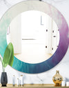 Cyan Blue and Pink Water In Ink Composition - Mid-Century Mirror - Frameless Oval or Round Wall Mirror