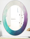 Cyan Blue and Pink Water In Ink Composition - Mid-Century Mirror - Frameless Oval or Round Wall Mirror