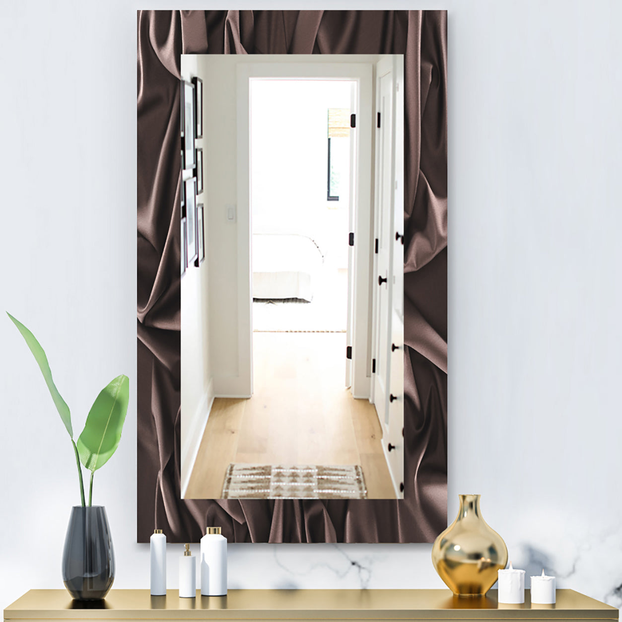 Folded Dark Silk Waves - Modern Mirror - Wall Mirror