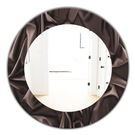 Folded Dark Silk Waves - Modern Mirror - Frameless Oval or Round Wall Mirror