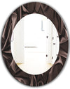 Folded Dark Silk Waves - Modern Mirror - Frameless Oval or Round Wall Mirror