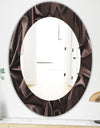 Folded Dark Silk Waves - Modern Mirror - Frameless Oval or Round Wall Mirror