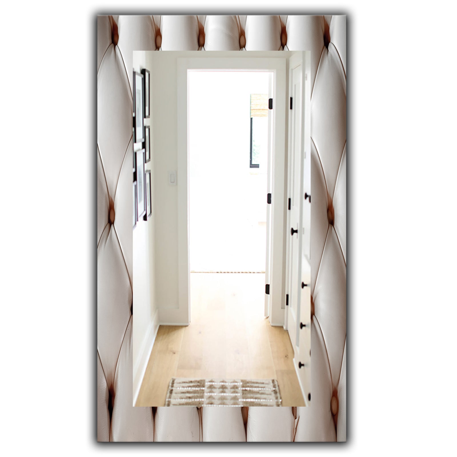 Diamond Shaped Leather Couch - Modern Mirror - Frameless Vanity Mirror