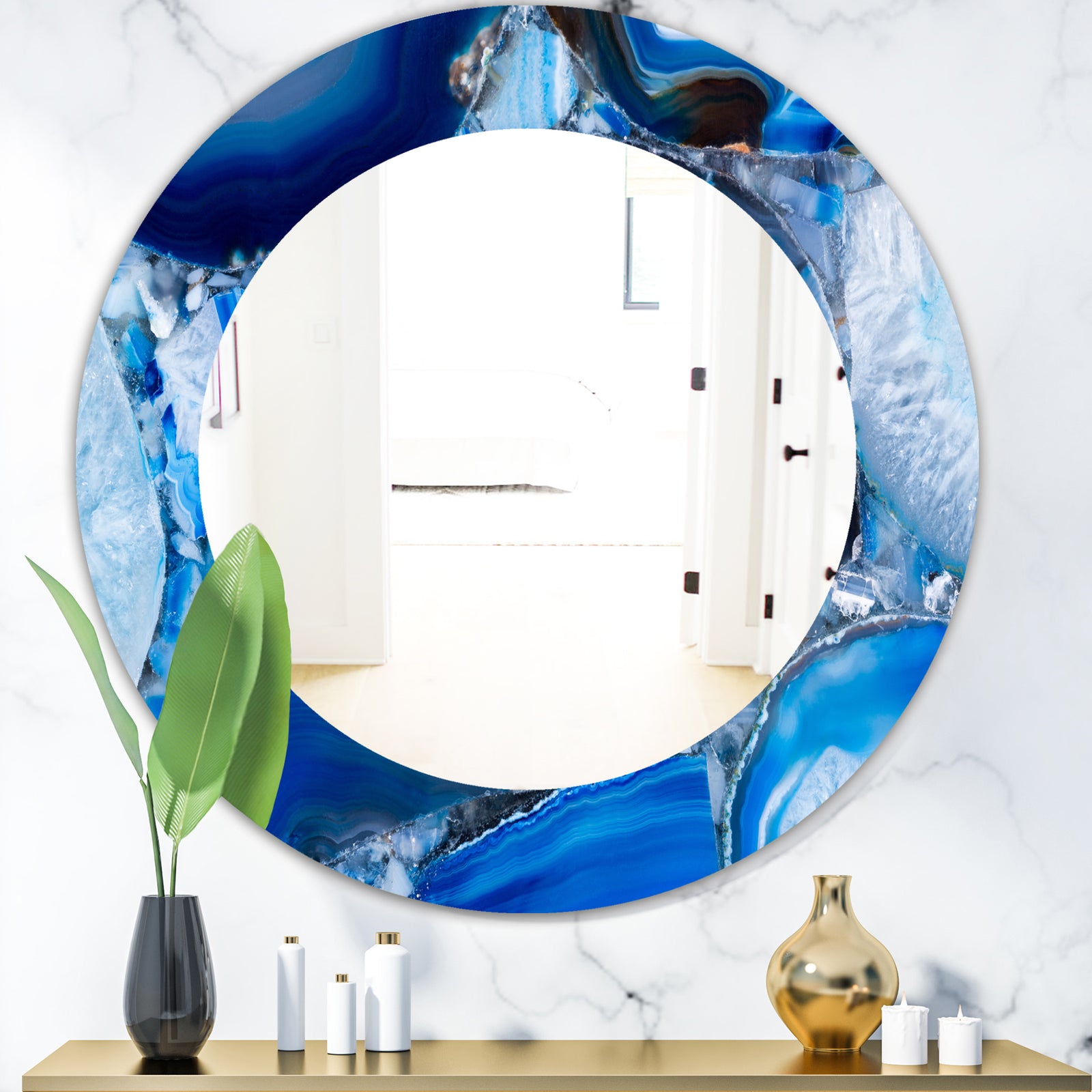 Marbled Geode 11 - Mid-Century Mirror - Oval or Round Wall Mirror